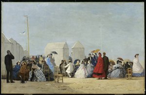 Strand bij Trouville, 1864 door Eugene Louis Boudin