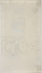 Bretonse vrouwen op het strand door Eugene Louis Boudin