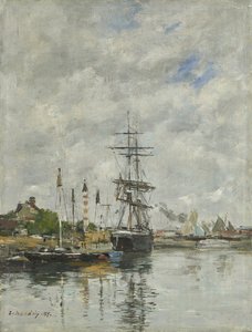 Deauville, het bootbassin, 1887 door Eugene Louis Boudin