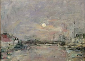 Schemering op de commerciële dok in Le Havre