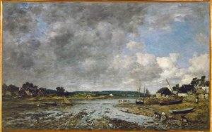 Normandische wasvrouwen aan de kust door Eugene Louis Boudin