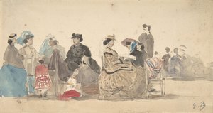 Op het strand door Eugene Louis Boudin