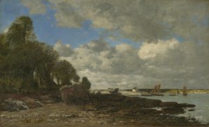 Plougastel, de veerbootoversteek, 1873 door Eugene Louis Boudin