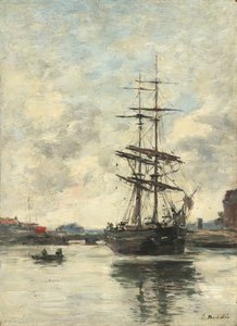 Schip op de Touques, ca. 1888-1895 door Eugene Louis Boudin