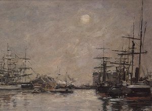 Het bassin van de Barre, Le Havre door Eugene Louis Boudin