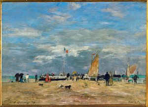 De steiger van Deauville door Eugene Louis Boudin