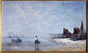 De visser. Schilderij door Eugène Louis Boudin (1824-1898) 19e eeuw Rouen, Musée des Beaux Arts