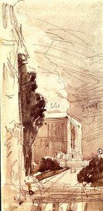 Het terras van een kasteel door Eugene Louis Boudin