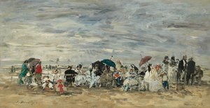 Trouville, Strandgezicht door Eugene Louis Boudin