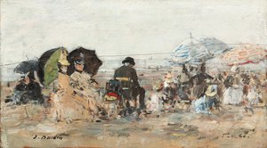 Trouville, strandscène; Trouville, scène de plage, 1886 door Eugene Louis Boudin