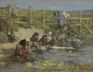 Wasvrouwen aan de rivier