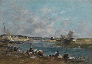 Wasvrouwen aan de oevers van de rivier Touques, 1866