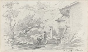 Vrouwen bij een bron, Allinges, eind 19e eeuw door Eugene Louis Boudin
