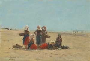 Vrouwen op het Strand bij Berck, 1881 door Eugene Louis Boudin