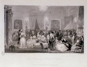 Een sociale avond met de Hertog van Orleans in Parijs. Gravure door Eugene Louis Lami 1841 door Eugene Louis Lami