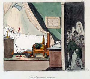 Nachtplezier. Kinderen zijn bang om een persoon die in bed leest te laten schrikken. Illustratie van het boek 