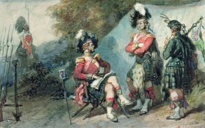Officieren van de 79e Highlanders in Chobham Camp in 1853