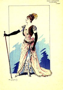 Kostuum voor het toneelstuk "De roddel". 1889 (gravure) door Eugene Mesples