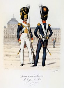 Gardes à pied ordinaires du Corps de Roi, petite en grande tenue, 1817-30 door Eugene Titeux