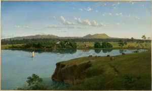 Purrumbete vanaf de overkant van het meer door Eugene von Guérard