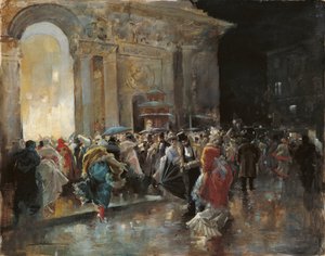 Aankomst bij het theater op een gemaskerd bal door Eugenio Lucas Villaamil
