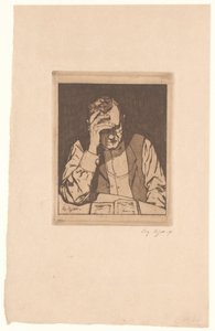 Lezende man door Eugène Bejot (signed by artist)