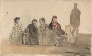 Vier Dames Zittend in Trouville