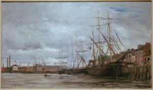 Haven met zeilschepen door Eugene Louis Boudin