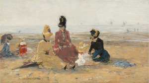Op het strand, Trouville door Eugène Boudin
