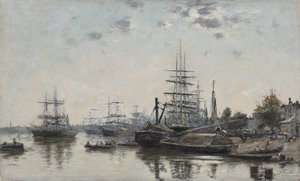 Uitzicht op Bordeaux, vanaf de Quai des Chartrons door Eugène Boudin