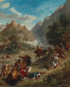 Arabieren in Gevecht in de Bergen door Eugène Delacroix