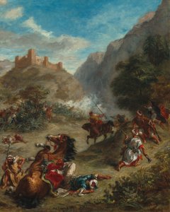 Arabieren in gevecht in de bergen door Eugène Delacroix