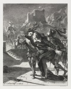 Hamlet: Hamlet Snelt om de Geest van Zijn Vader te Volgen door Eugène Delacroix