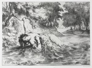 Hamlet: De Dood van Ophelia door Eugène Delacroix