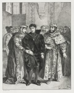 Hamlet: De Koningin Probeert Hamlet te Troosten door Eugène Delacroix