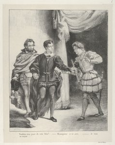 Hamlet en Guildenstern, 1834-43 door Eugène Delacroix