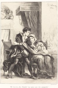 Hamlet en de Koningin (Act III, Scene IV) door Eugène Delacroix