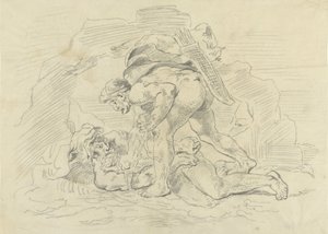 Hercules boeit Nereus door Eugène Delacroix