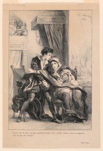 Illustratie voor Hamlet: Hamlet en de Koningin (III,4) door Eugène Delacroix
