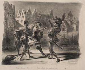 Illustraties voor Faust: Duel van Faust en Valentin door Eugène Delacroix