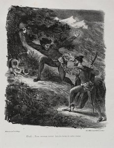 Illustraties voor Faust: Faust en Mefistofeles in de bergen van de Harz door Eugène Delacroix