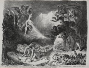 Illustraties voor Faust: Marguerites schaduw verschijnt aan Faust