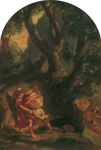 Jakob worstelt met de engel door Eugène Delacroix