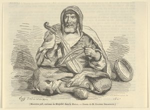 Joodse muzikant in Mogador-kostuum, Marokko, 1842 door Eugène Delacroix