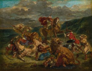 Leeuwenjacht, 1860-61 door Eugène Delacroix