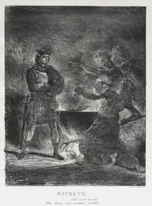 Macbeth raadpleegt de heksen door Eugène Delacroix