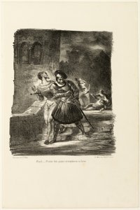 Mephistopheles en Faust vluchten na het duel, uit Faust