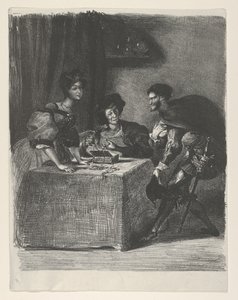 Mephistopheles presenteert zich aan Martha Goethe, Faust door Eugène Delacroix