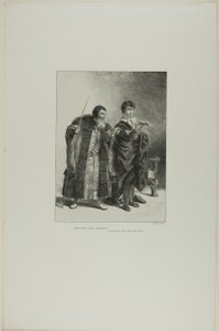 Polonius en Hamlet, plaat 4 uit Hamlet door Eugène Delacroix