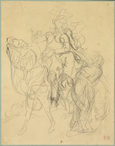 Studie voor Marphise en de meesteres van Pinabel door Eugène Delacroix